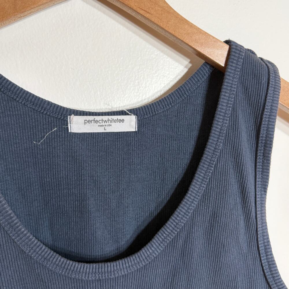 Perfect White Tee Blue Ribbed Tank - Picture 2 of 4